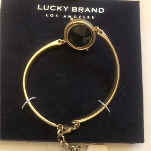 Lucky Brand Gold Tone Bangle With Reversible Natural Stone Accent NWT & Box